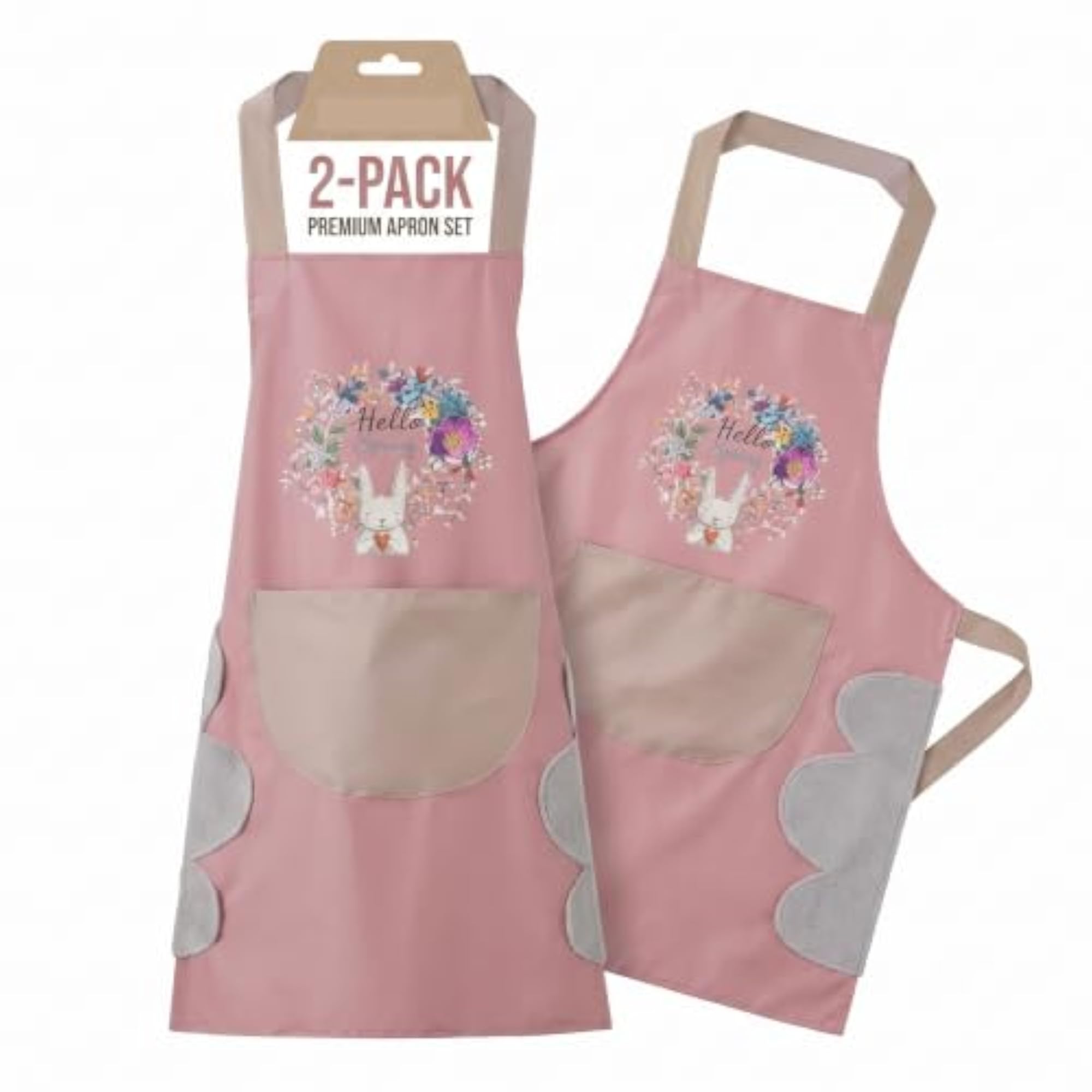 Women's 2-Pack Waterproof Kitchen Apron Set, Pink Floral